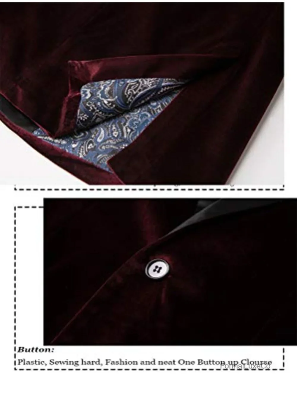 Men's Velvet Slim Fit Blazer | One Button Tuxedo Jacket for Wedding
